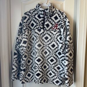Pressbox Black and White Patterned Zip Up Sweater